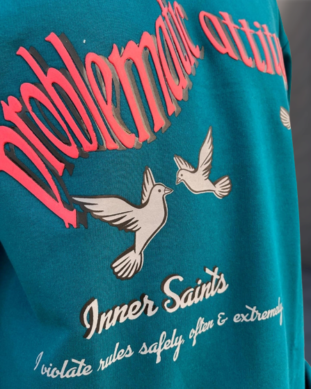 Problematic Attitude Teal Green Oversized Tshirt